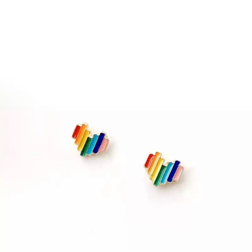 Rainbow Heart Stud Earrings